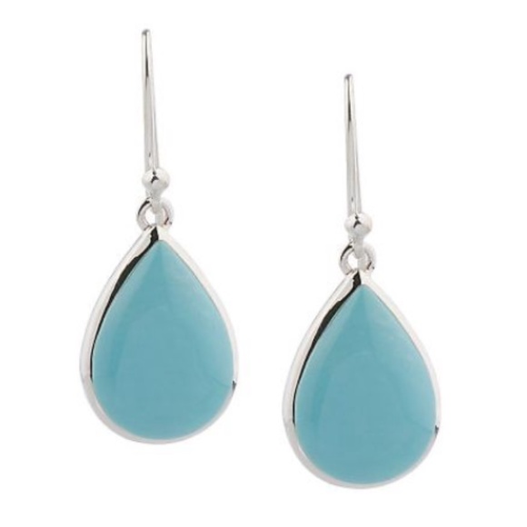Sterling Silver Pear Shaped Turquoise Dangle Earrings/Pierced Ears/NEW!!! - Picture 3 of 5